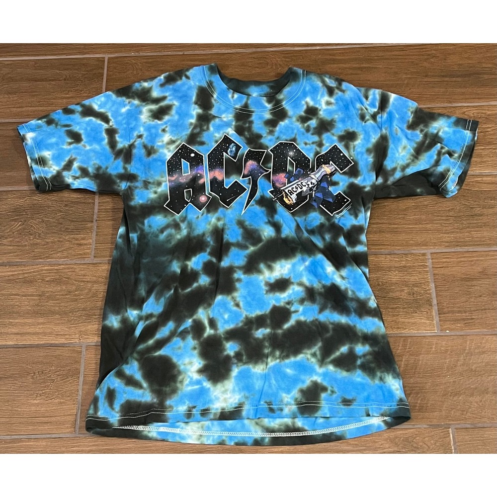 Vintage AC/DC North American Tour 2000 Tie Dye Shirt Mens Large Blue Black Band